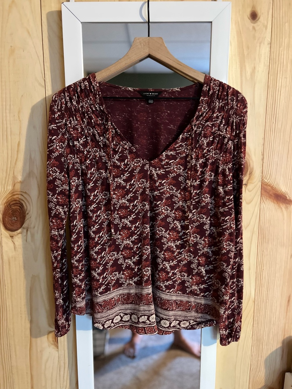 Lucky Brand Burgundy Floral Print Blouse